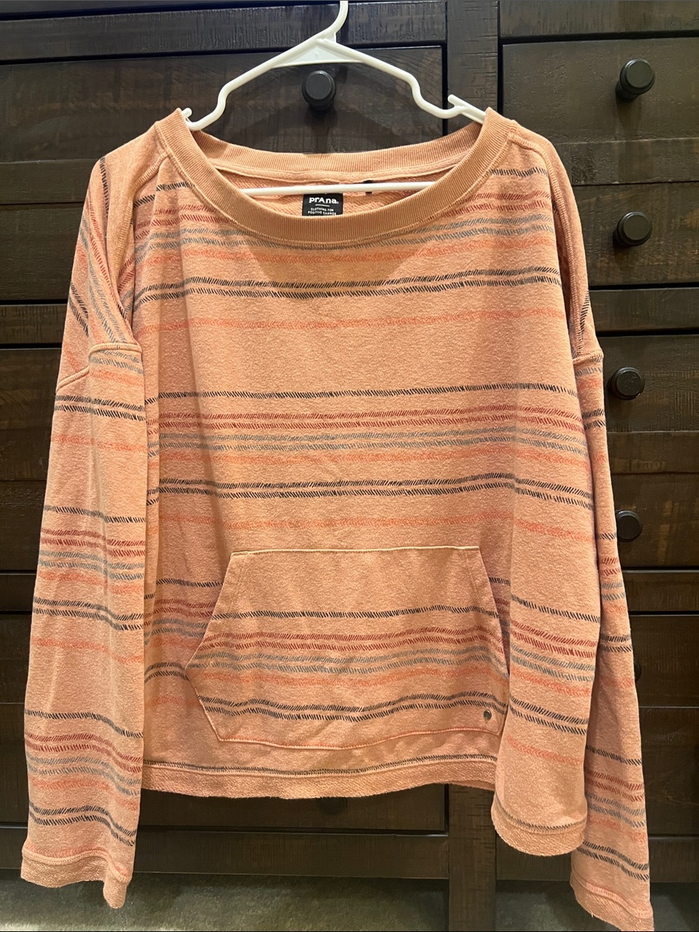 Prana Peach Striped Pullover